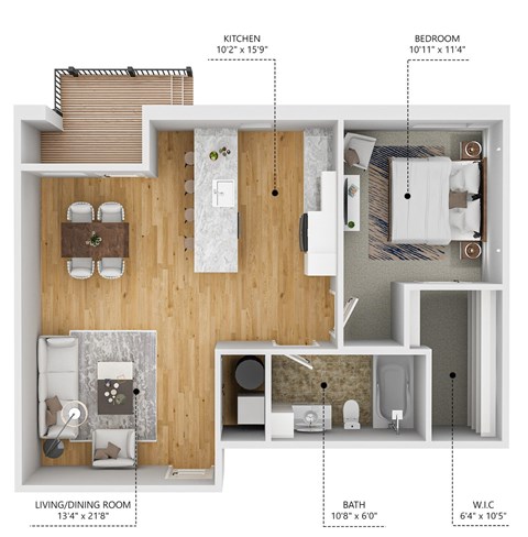 A1 Floor Plan at Level, Des Moines, IA 50309  